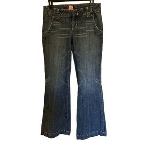 Princy by Jessica Simpson Y2K Low Waist Wide Leg Distressed Hem Jeans Size 9